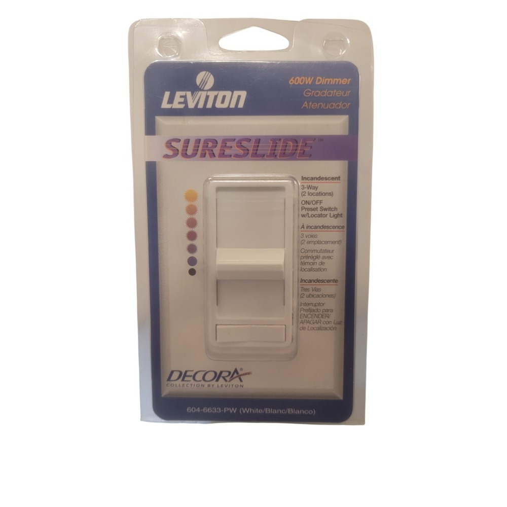 LEVITON Sureslide 600W Dimmer 604-6633-PW/White‎ 6633W (NEW IN BOX)